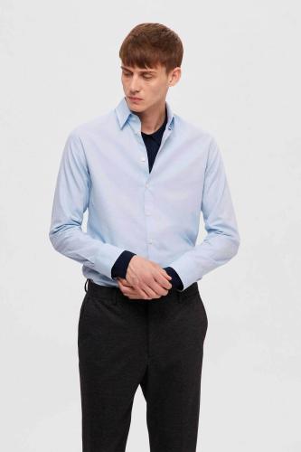 Selected ανδρικό πουκάμισο μονόχρωμο Slim Fit - 16090212 Denim Blue Ανοιχτό L